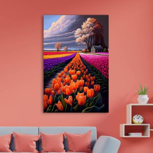 Tulipánmező vászonkép - aiartshop.hu - Vászonkép webáruház